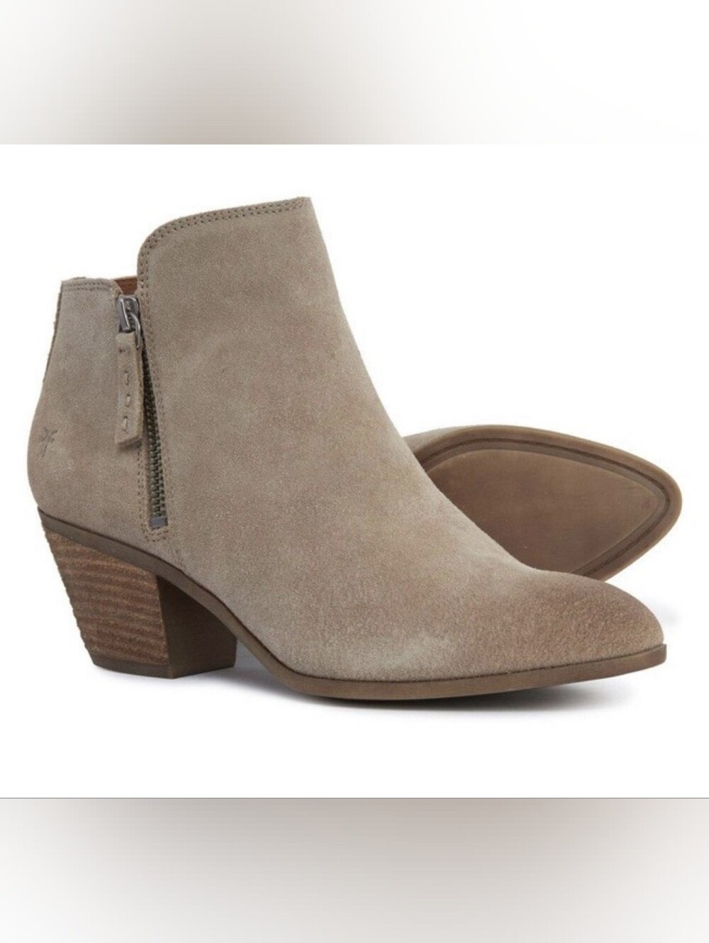 Frye Judith ash grey zip booties, 9.5